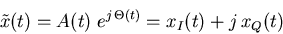 \begin{displaymath}
\tilde{x}(t) = A(t) \; e^{ j   \Theta(t) } = x_{I}(t) + j   x_{Q}(t)
\end{displaymath}