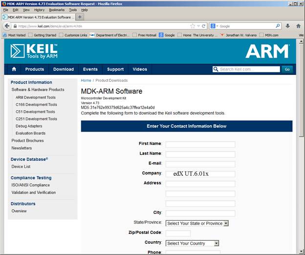 how to declare rom variable in keil mdk arm