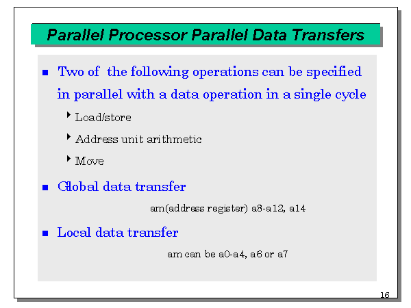 Parallel Processor Parallel Data Transfers